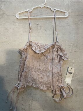 Anthropologie Dusty Mauve Smocked Ruffle Camisole